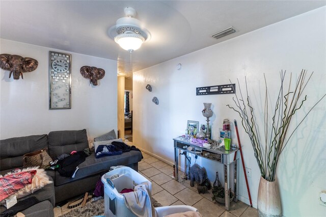 living room with light tile patterned floors