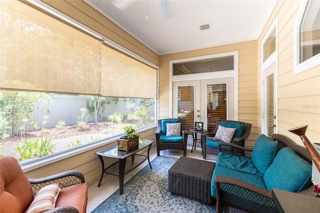 view of patio featuring outdoor lounge area and a balcony