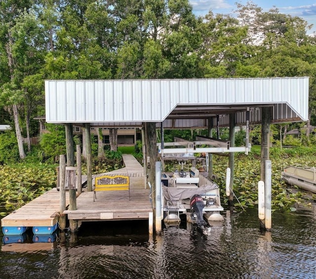 view of dock featuring a water view