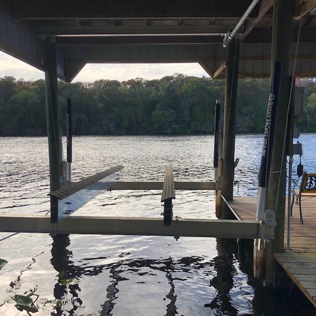 view of dock featuring a water view