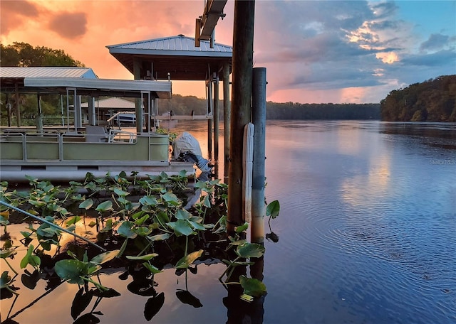 dock area featuring a water view