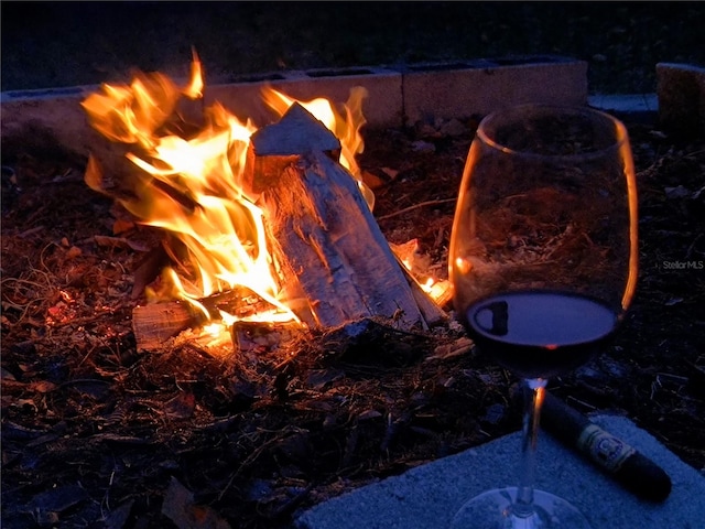 details featuring a fire pit