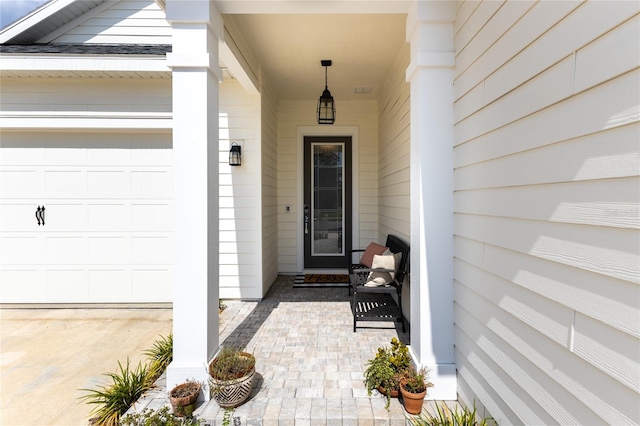 entrance to property with a garage