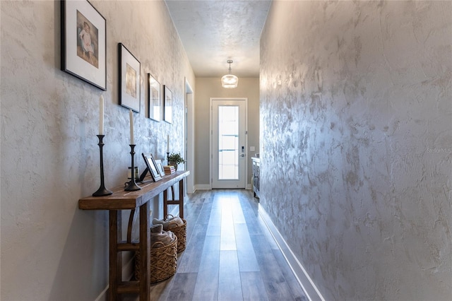 doorway to outside featuring hardwood / wood-style flooring