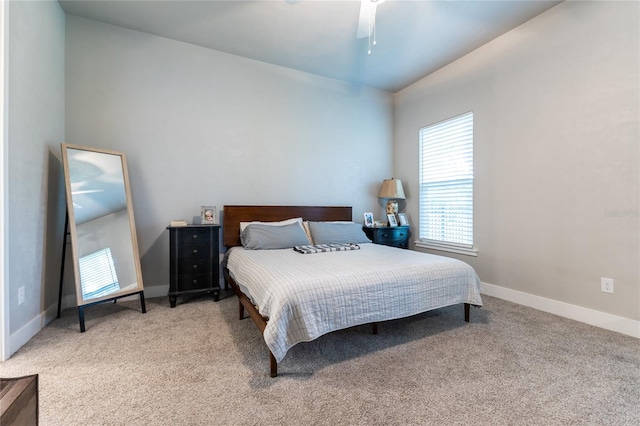 bedroom featuring carpet flooring and ceiling fan