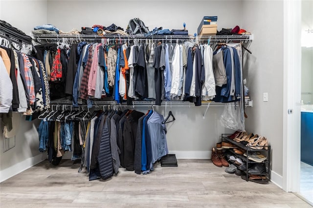 spacious closet featuring hardwood / wood-style flooring