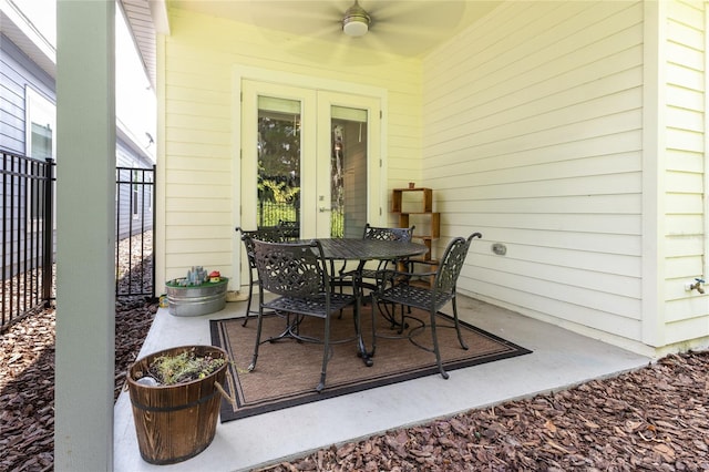 view of patio / terrace featuring ceiling fan