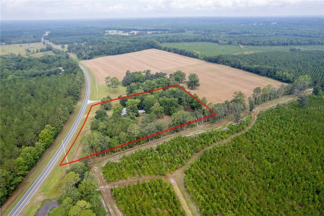 birds eye view of property with a rural view