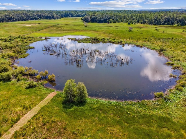 bird's eye view with a rural view and a water view