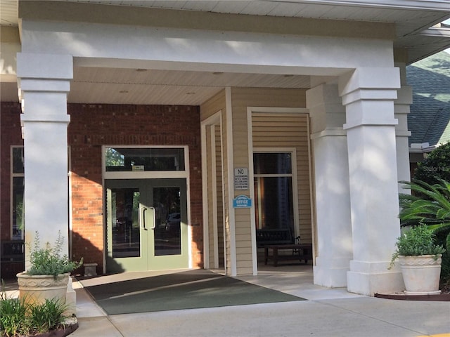 view of exterior entry with french doors