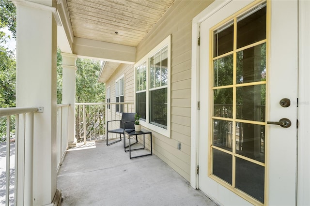 balcony featuring a porch