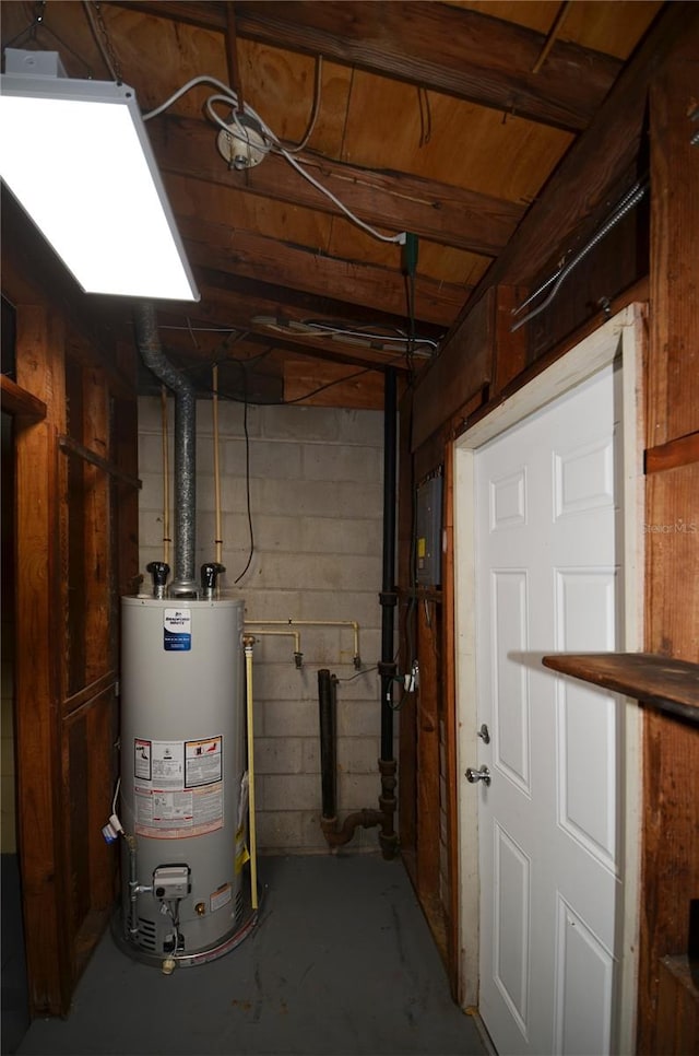 utility room featuring gas water heater