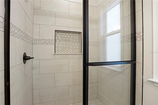 interior space featuring a stall shower