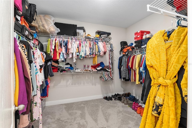 spacious closet with carpet