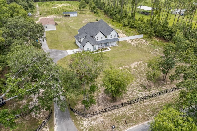 bird's eye view with a rural view