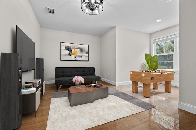 living room with light wood-type flooring