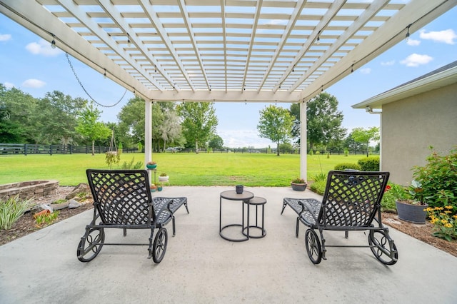 view of patio featuring a pergola