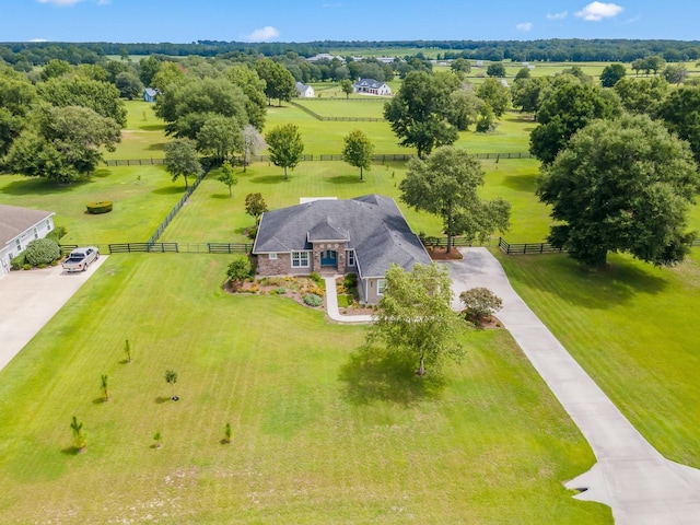 aerial view with a rural view