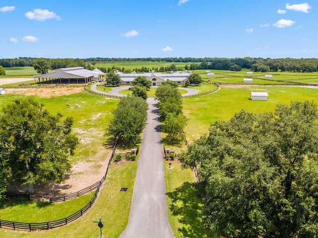 aerial view with a rural view