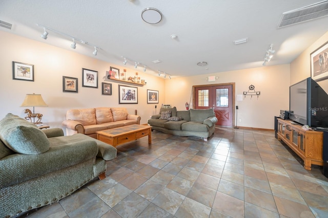 view of tiled living room