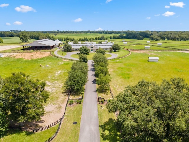 birds eye view of property featuring a rural view