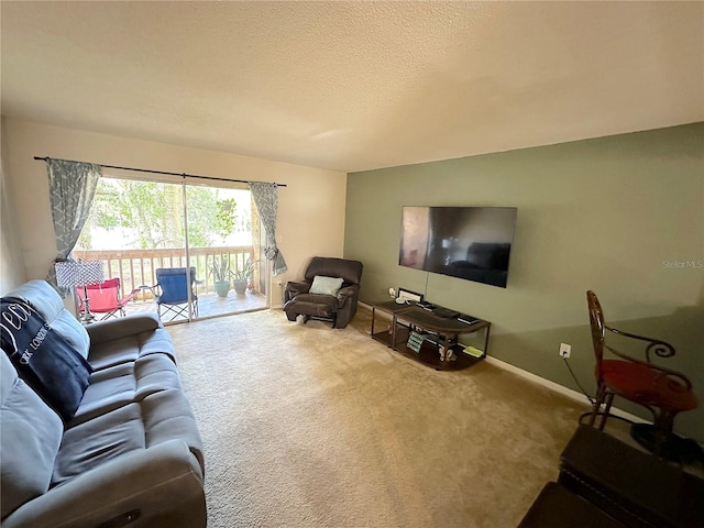 living room with carpet flooring