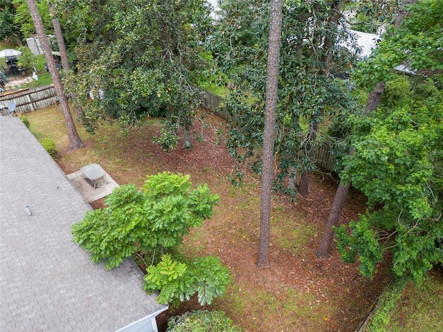 view of yard with a fenced backyard and a patio