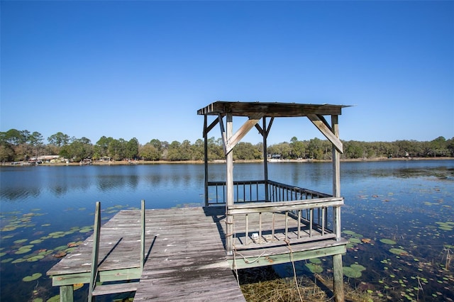 view of dock featuring a water view