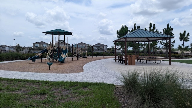 view of jungle gym featuring a gazebo