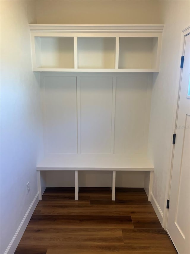 mudroom featuring dark hardwood / wood-style floors