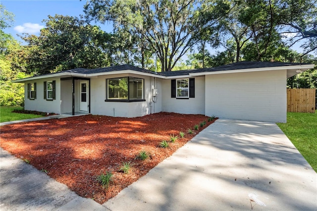 view of single story home