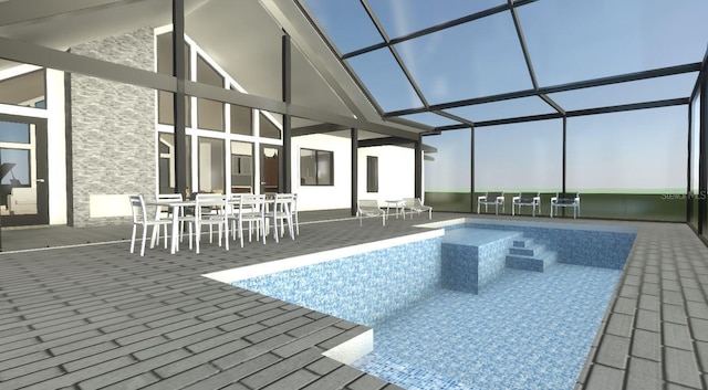 19010 SW 21st Pl, Newberry, FL 32669 - view of pool with glass enclosure and a patio area
