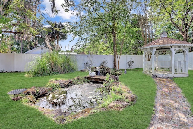 view of yard with a gazebo