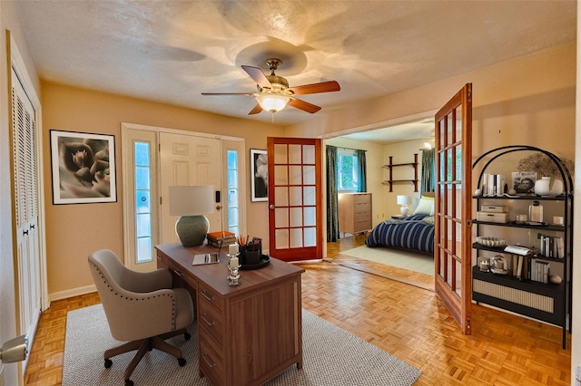 4700 NW 19th Pl, Gainesville, FL 32605 - office space featuring french doors, ceiling fan, and baseboards