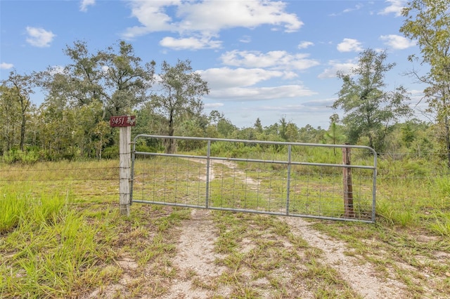 view of gate featuring a rural view