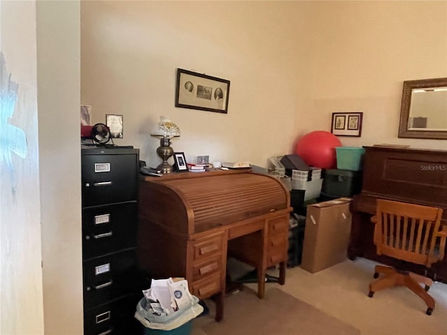 view of carpeted home office