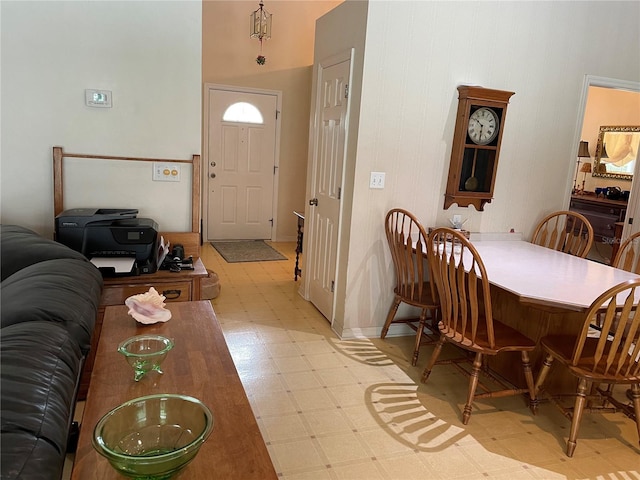 dining area featuring light floors