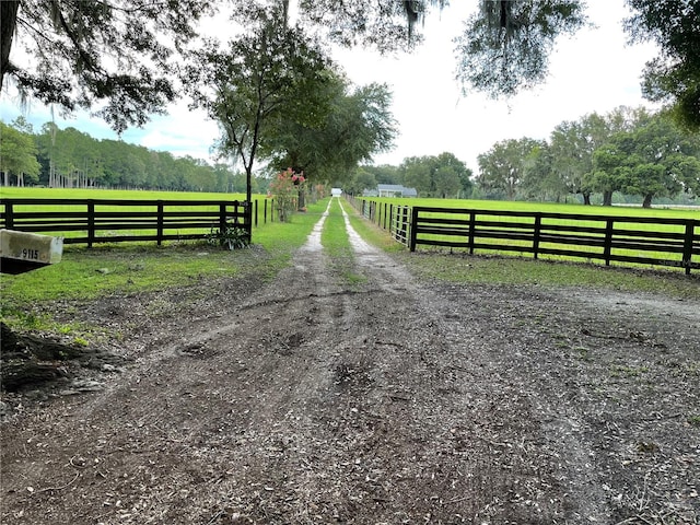 view of road with a rural view