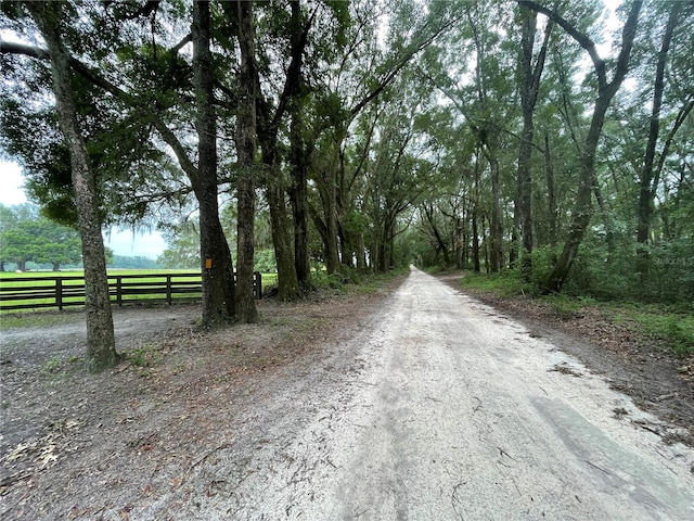 view of street with a rural view