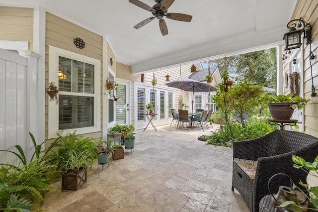 view of patio / terrace featuring ceiling fan