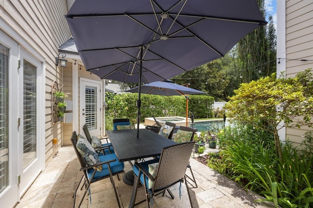 view of patio with a fenced in pool