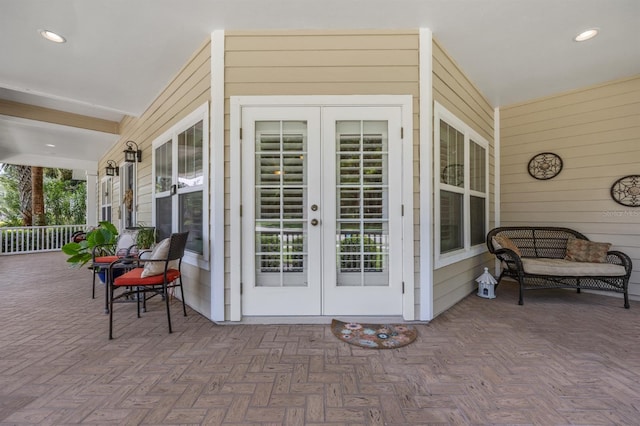 view of patio / terrace featuring french doors