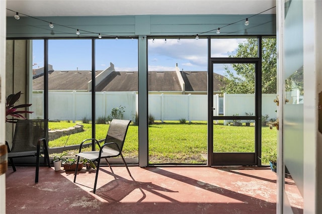 view of unfurnished sunroom