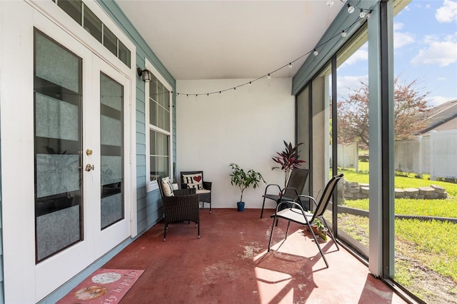 sunroom with french doors