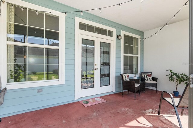 doorway to property with a patio