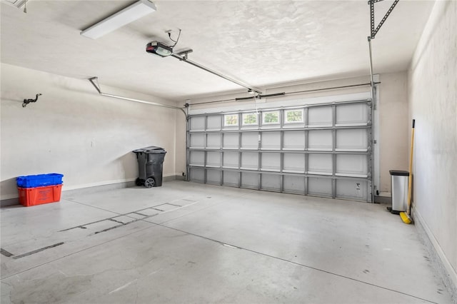 garage with a garage door opener