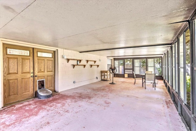 view of unfurnished sunroom