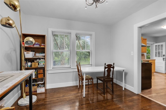 dining room with dark hardwood / wood-style floors