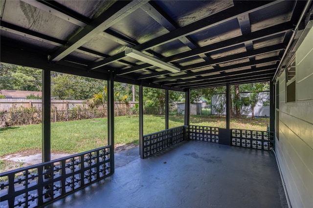 view of unfurnished sunroom