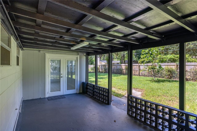 view of unfurnished sunroom